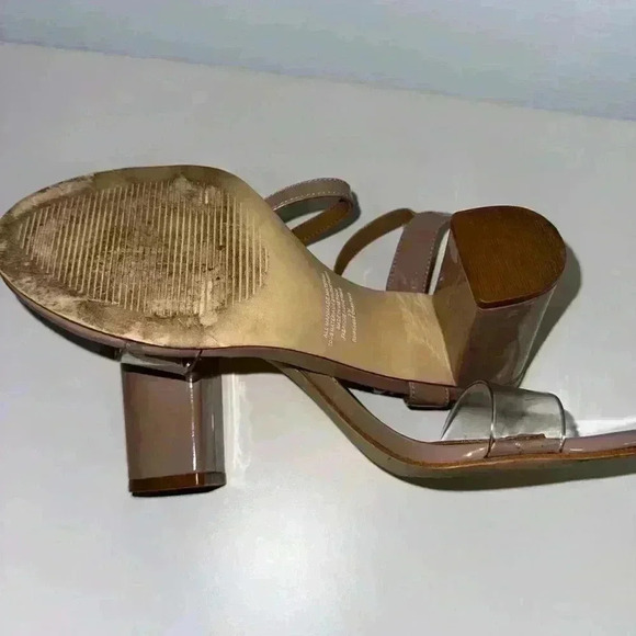Nordstrom Abound nude patent block heel sandals with clear strap Shoe size 9 - Picture 8 of 16
